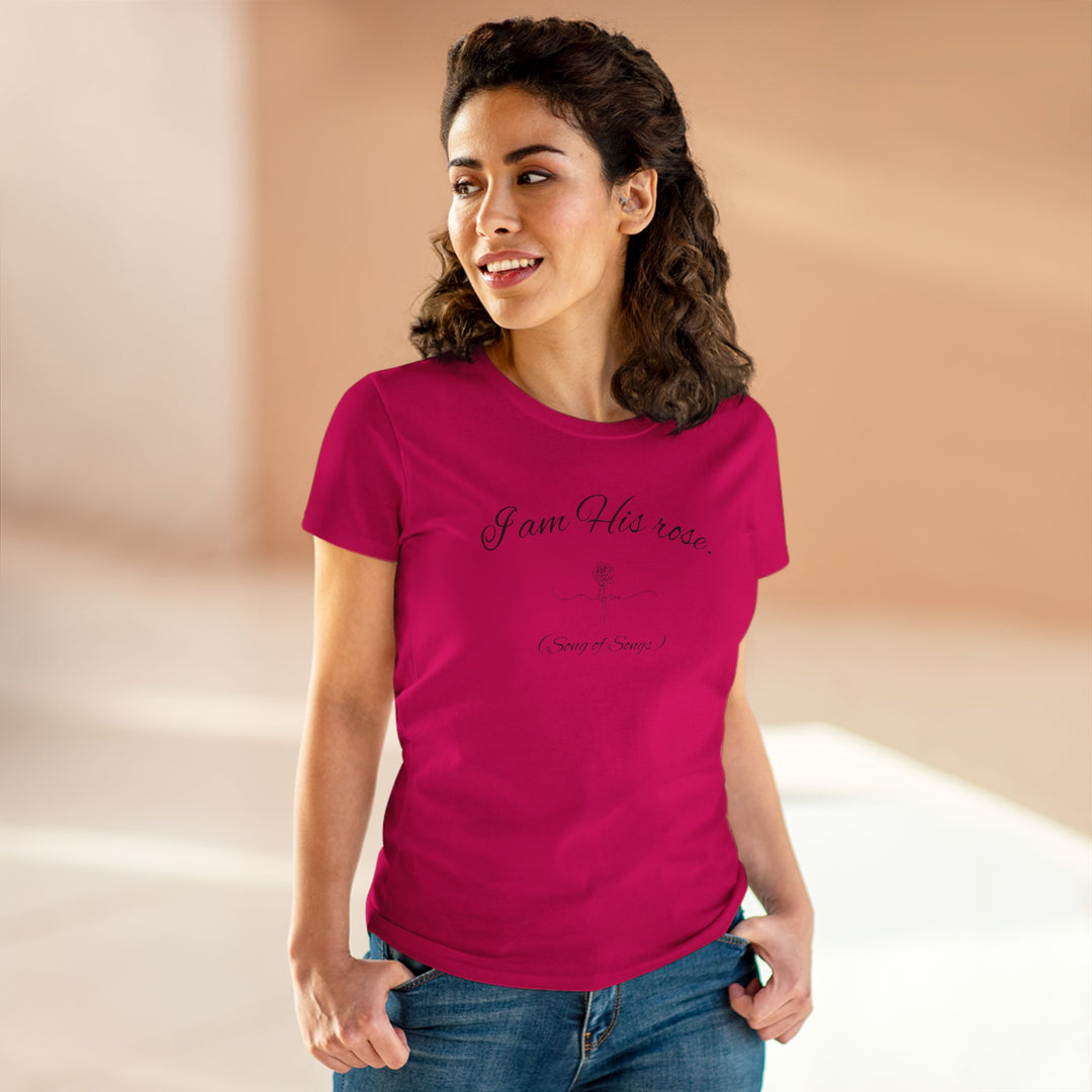 I am His Rose (Song of Songs 2:1) Elegant Floral Tee, Inspirational T-Shirt for Women, Faith-Based Shirt, Gift for Women, Christian Apparel, Versatile Casual Top