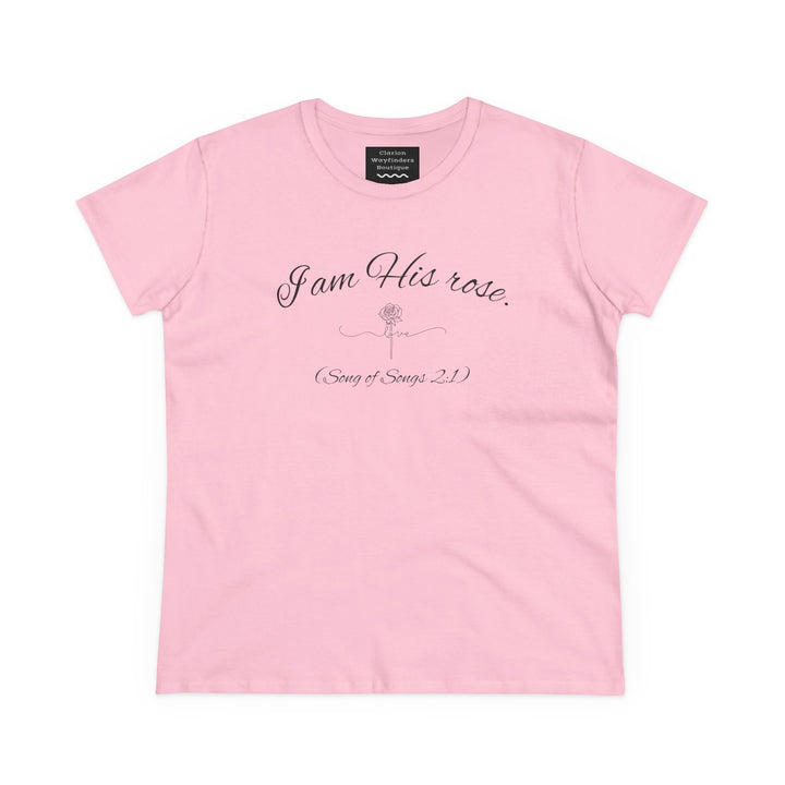 I am His Rose (Song of Songs 2:1) Elegant Floral Tee, Inspirational T-Shirt for Women, Faith-Based Shirt, Gift for Women, Christian Apparel, Versatile Casual Top