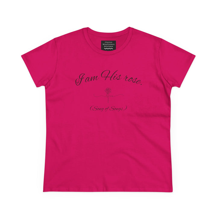 I am His Rose (Song of Songs 2:1) Elegant Floral Tee, Inspirational T-Shirt for Women, Faith-Based Shirt, Gift for Women, Christian Apparel, Versatile Casual Top
