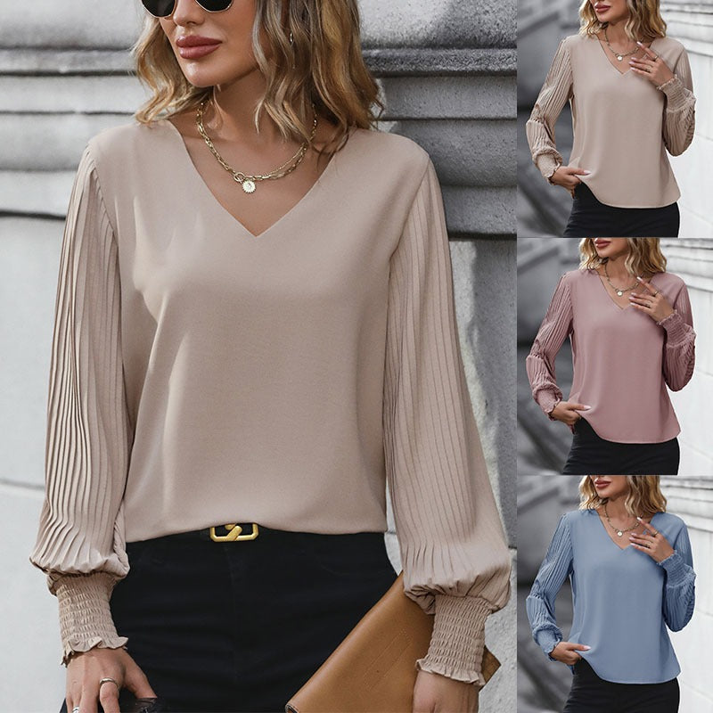 Classy woman's long sleeved blouse for autumn